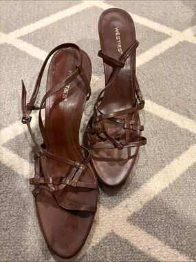 Westies Brown Strappy Leather Heeled Sandals